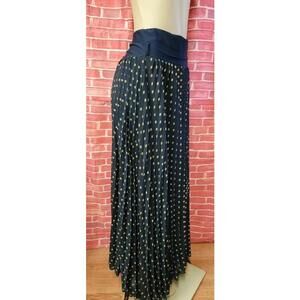PALMETTO  Women's Size 44 Polka dot Pleated maxi Skirt Wide Waistband #C6